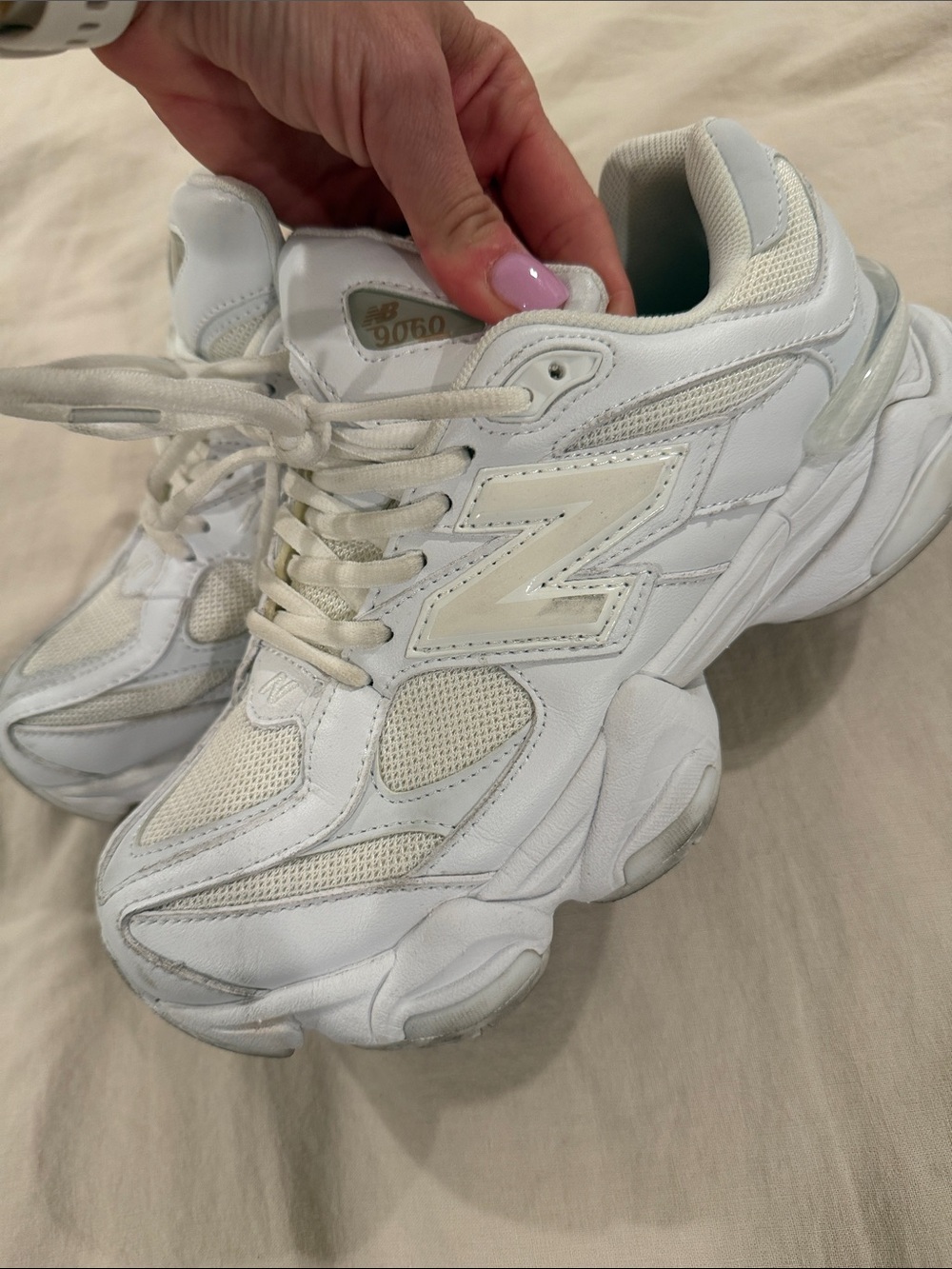 New Balance Women's All-White Chunky Athletic Sneakers - Picture 3 of 6